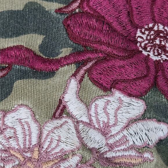 Lane Bryant EUC camo floral full zip embroidered cotton jacket 14/16 green pink - Picture 8 of 17